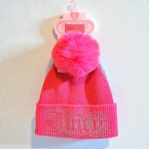 Juicy Couture 2 pack Hot Pink & Grey Faux- Fur Beanie NWT
